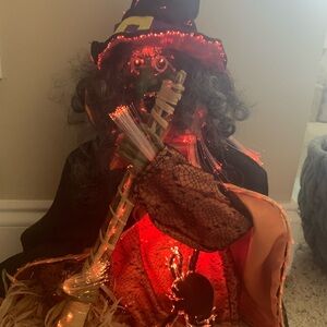 Kirklands Illuminated Witch Decor in Black and Orange